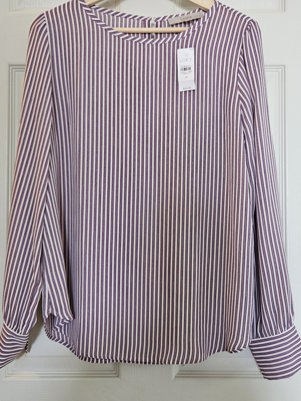 NWT LOFT Vertical Striped Long Sleeve Blouse – Size M